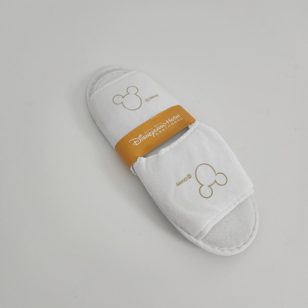 Disney Hong Kong Disneyland Hotel Mickey Mouse White Terry Spa Slippers NEW